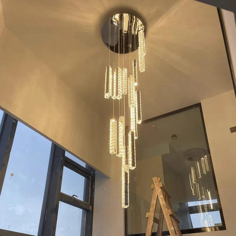 lustre en cristal led doré pour éclairage intérieur élégant et raffiné