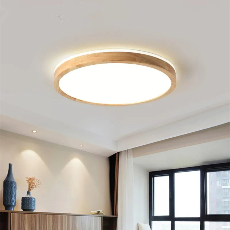 plafonnier led ultra-fin japonais bois massif design moderne 2021