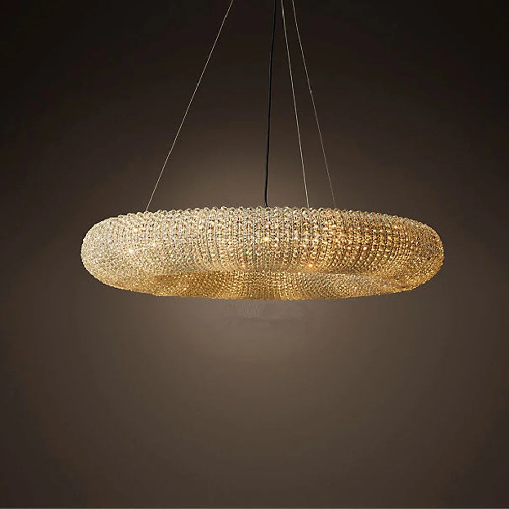 lustre design moderne à led avec anneau en cristal