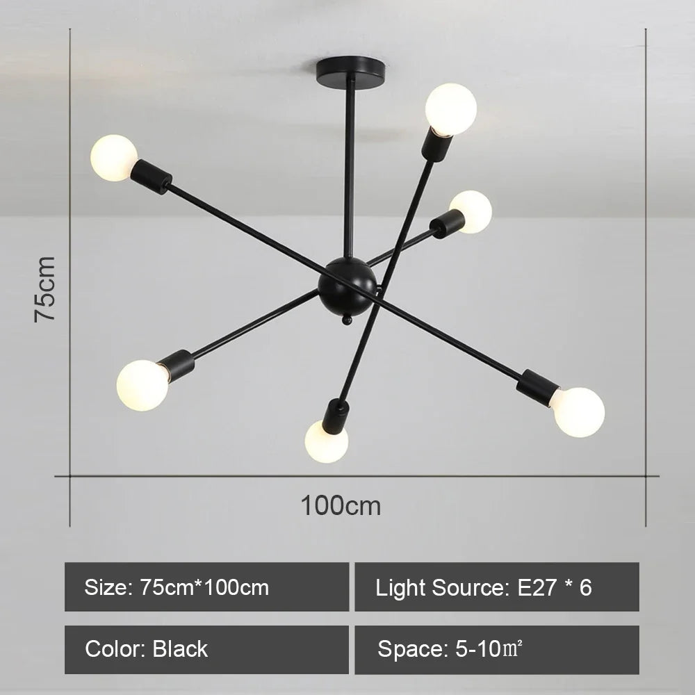 lustre moderne à leds style industriel spoutnik créatif éclairage maison