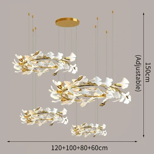 lustre moderne en céramique avec pétales de led