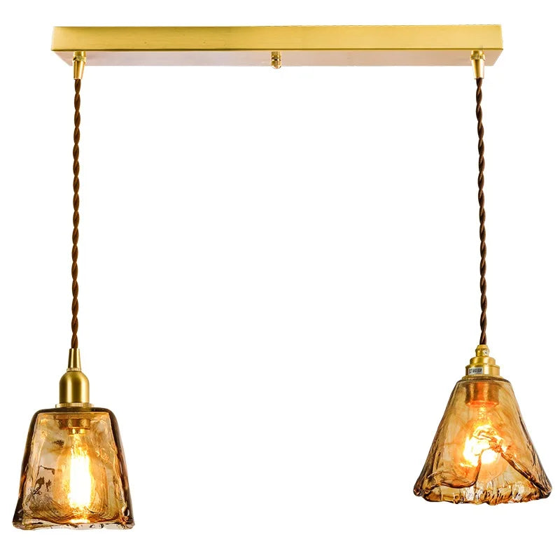 suspension led style japonais en bois cuivre réglable vintage