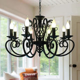lustre vintage en fer forgé avec bougies en métal
