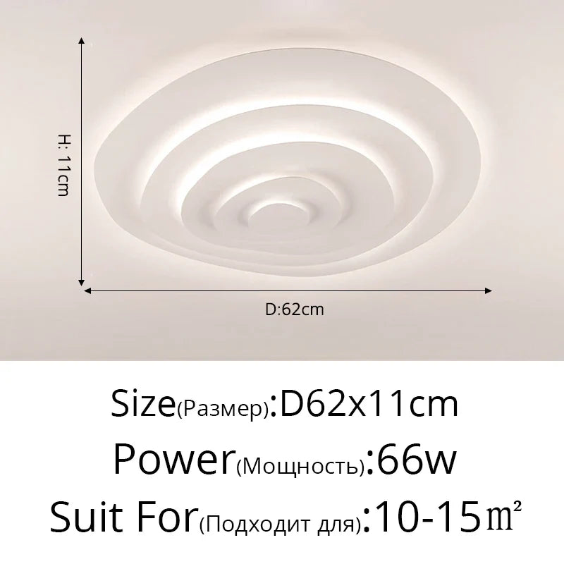 Anneaux annuels modernes LED lustre intérieur salon ondulation forme meubles de maison décoration fer blanc corps couleur lampe éclairage