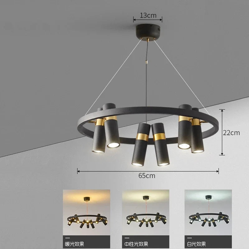 Lustre LED rotative en fer forgé au design moderne