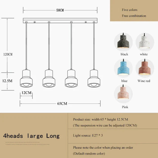 suspension moderne en terrazzo design nordique plusieurs couleurs led