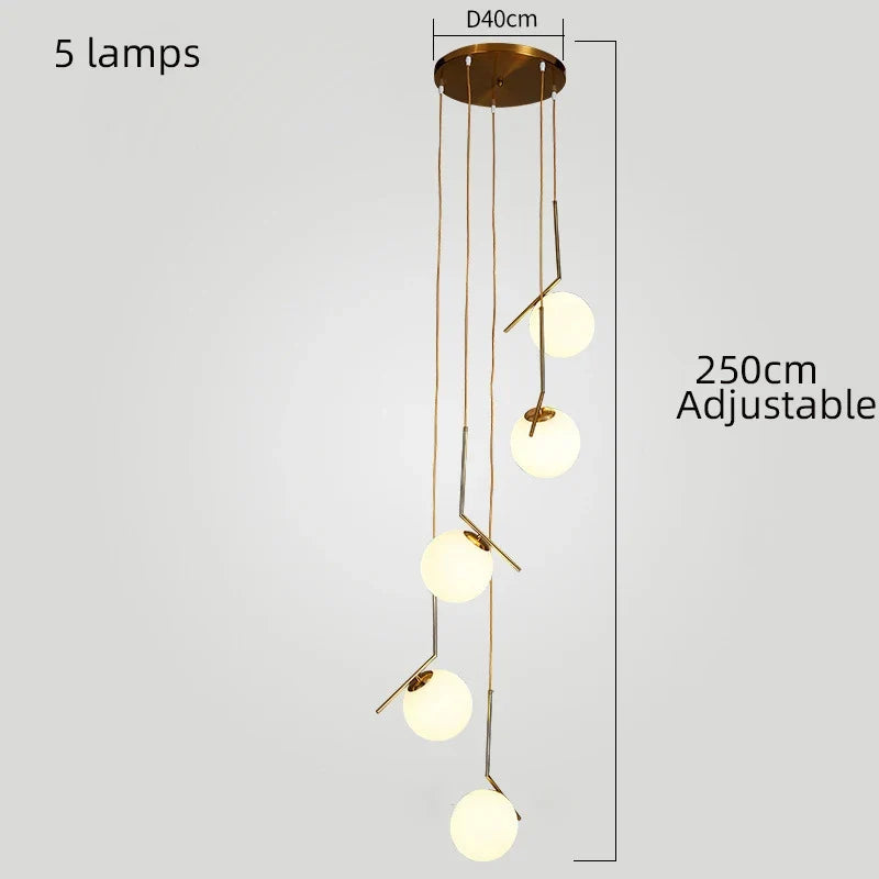 lustre moderne nordique en verre pour décoration intérieure