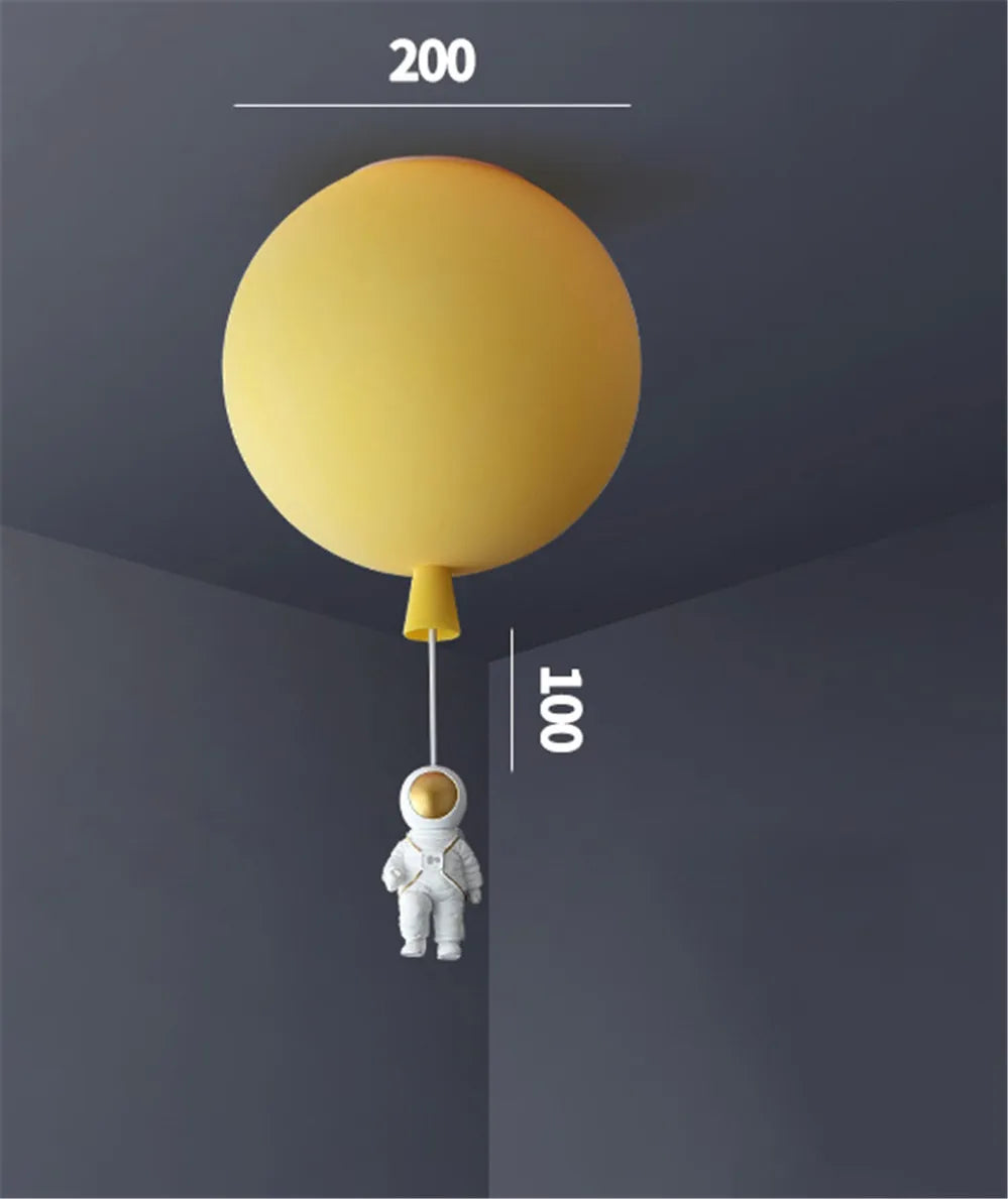 plafonnier led nordique avec astronaute et ballons pour enfants
