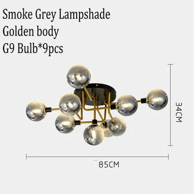 lustre moderne gris fumée verre maison intérieur
