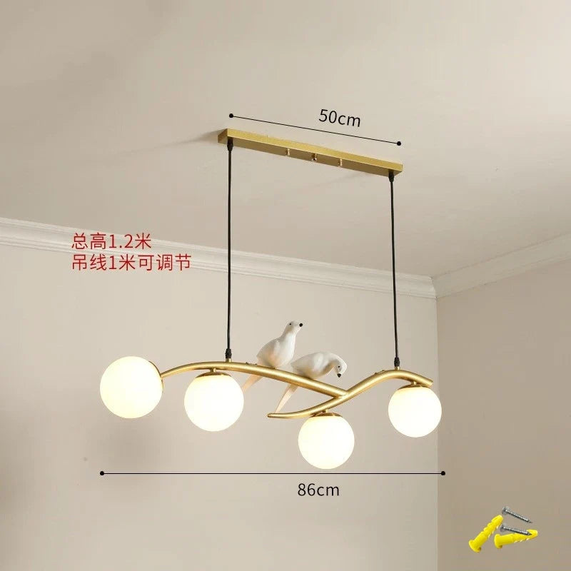 lampe d'oiseau nordique lustre moderne abat-jour en verre led