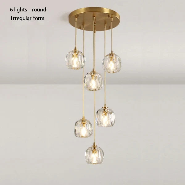 suspension en cristal k9 en cuivre design nordique créatif