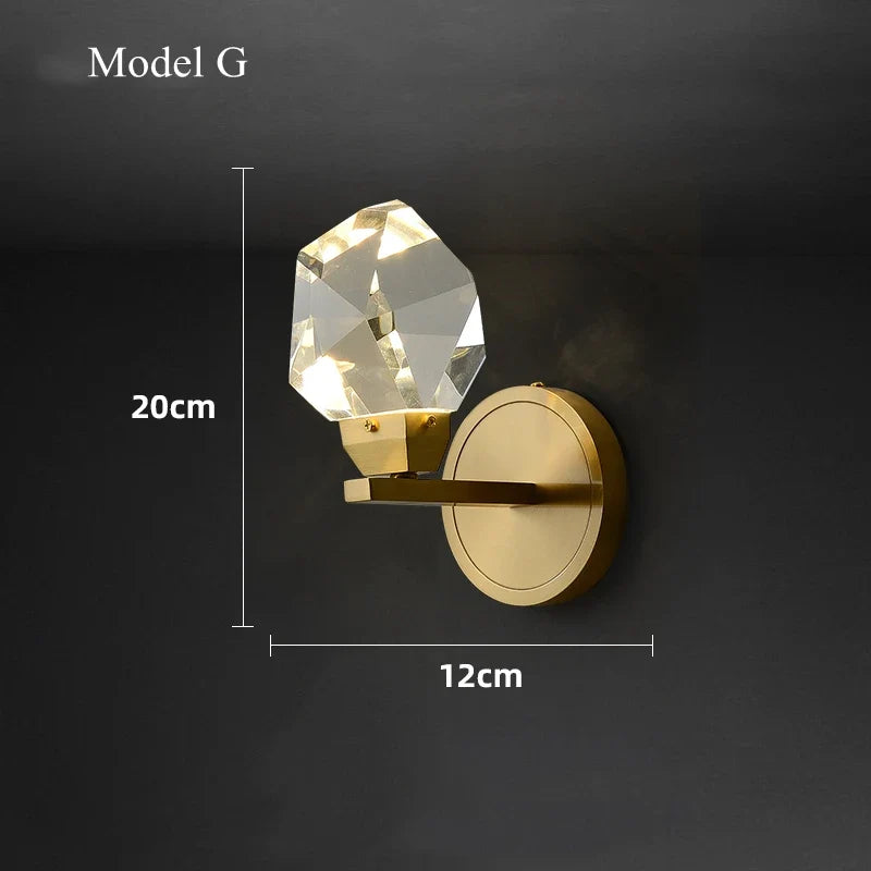 Applique murale led cristal luxe moderne décor intérieur maison chevet allée entrée.