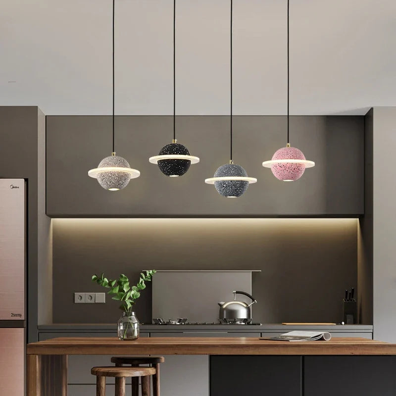 suspension modernes en ciment led pour restaurant barre lumineuse