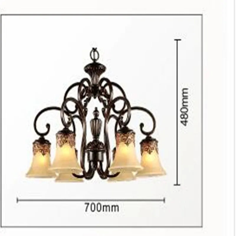 lustre luxueux 6 bras style européen pour décoration élégante