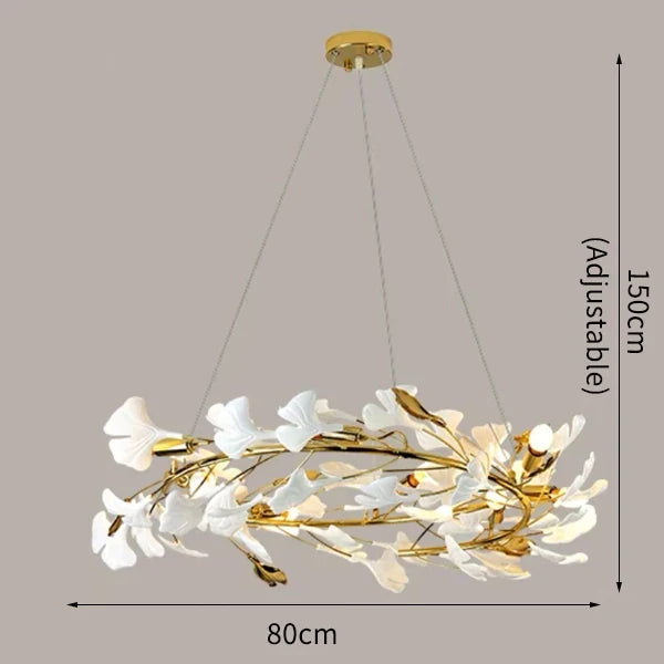 lustre moderne en céramique avec pétales de led