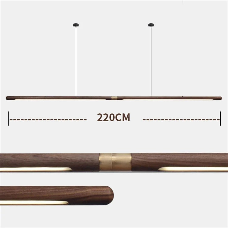 suspension design minimaliste en bois avec bande led
