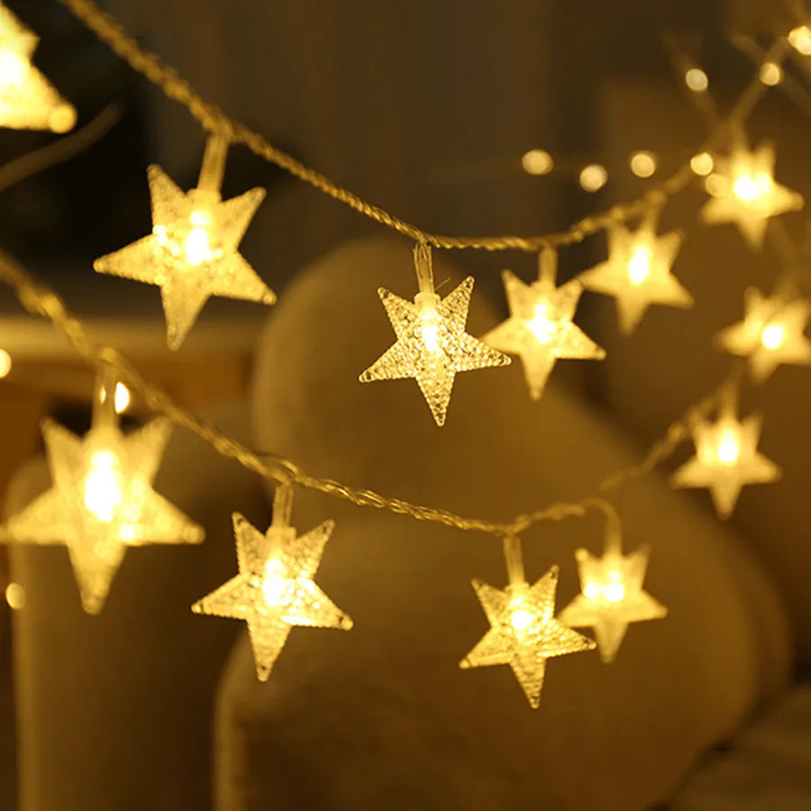 guirlande lumineuse féerique flocons étoiles décoration fête Noël