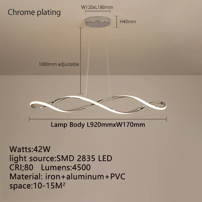Lustre LED modernes pour salle à manger salon chambre L92cm Or / Chrome / Noir Télécommande