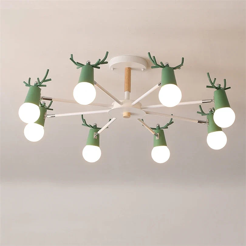 lustre en bois nordique led macaron pour chambre d'enfant