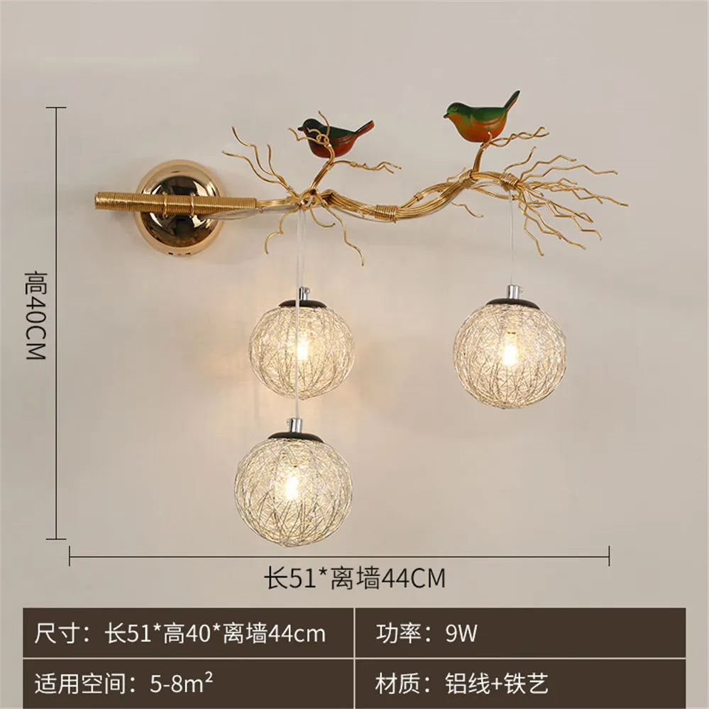 applique murale nordique en aluminium nid d'oiseau led romantique