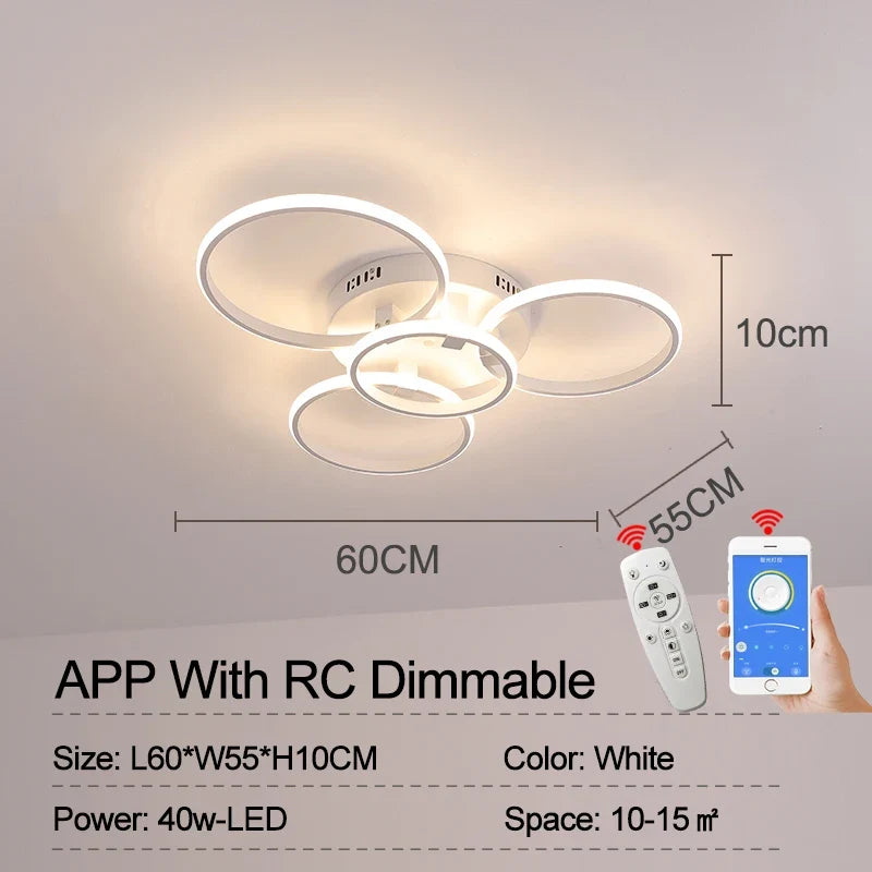 plafonnier NEO Gleam plafond moderne à LEDs lumières RC Dimmable cercle anneaux concepteur pour salon chambre