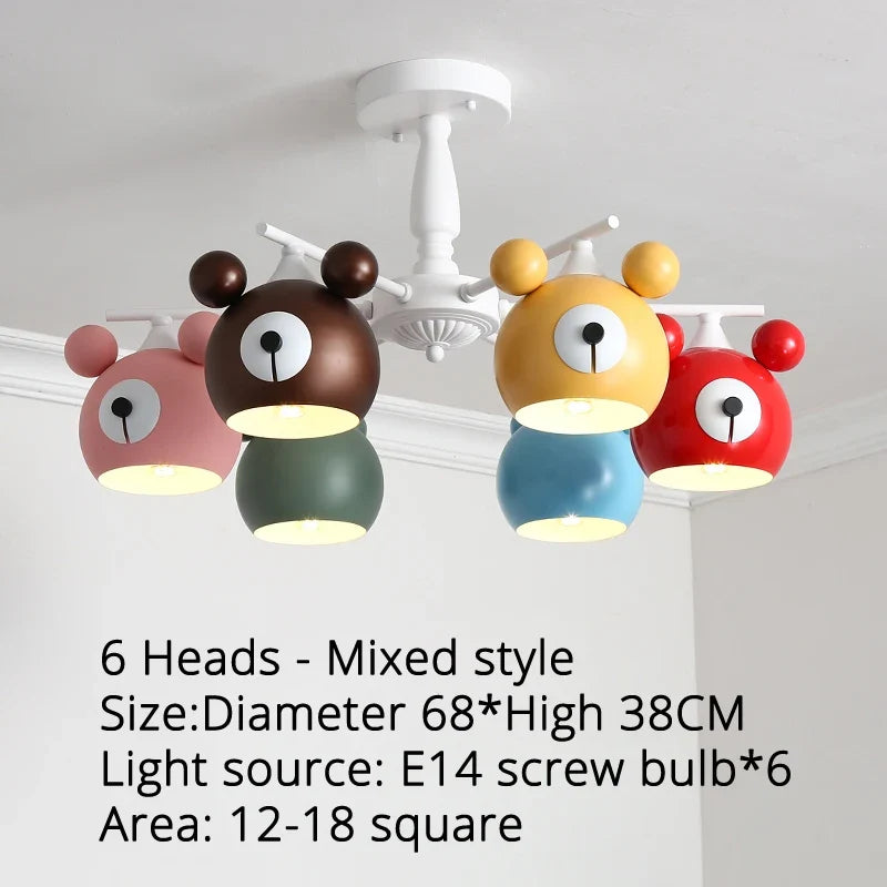 lustre ours lumineux en dessin animé pour enfants