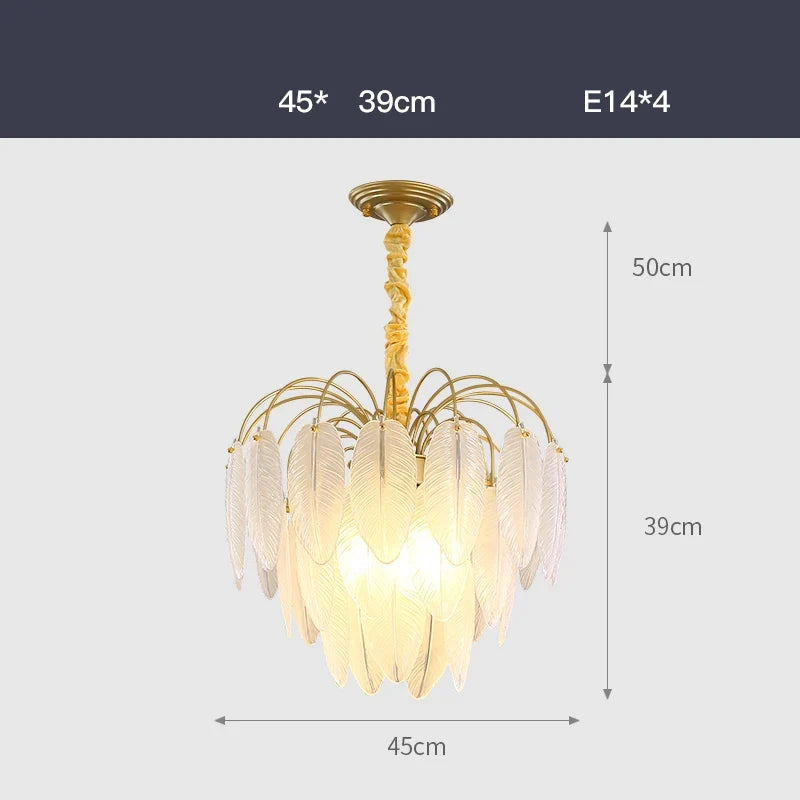 LED moderne verre blanc plume d'oie or argent Lustre éclairage Lustre lampes suspendues Suspension Luminaire Lampen pour Foyer
