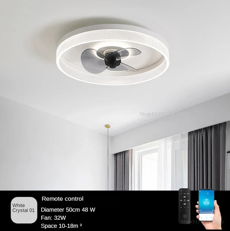 plafonnier moderne à leds avec ventilateur et 3 luminosités
