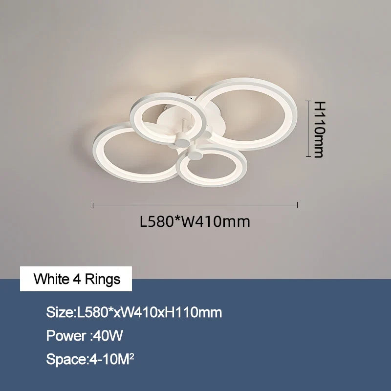 lustre moderne à anneaux circulaires avec éclairage led