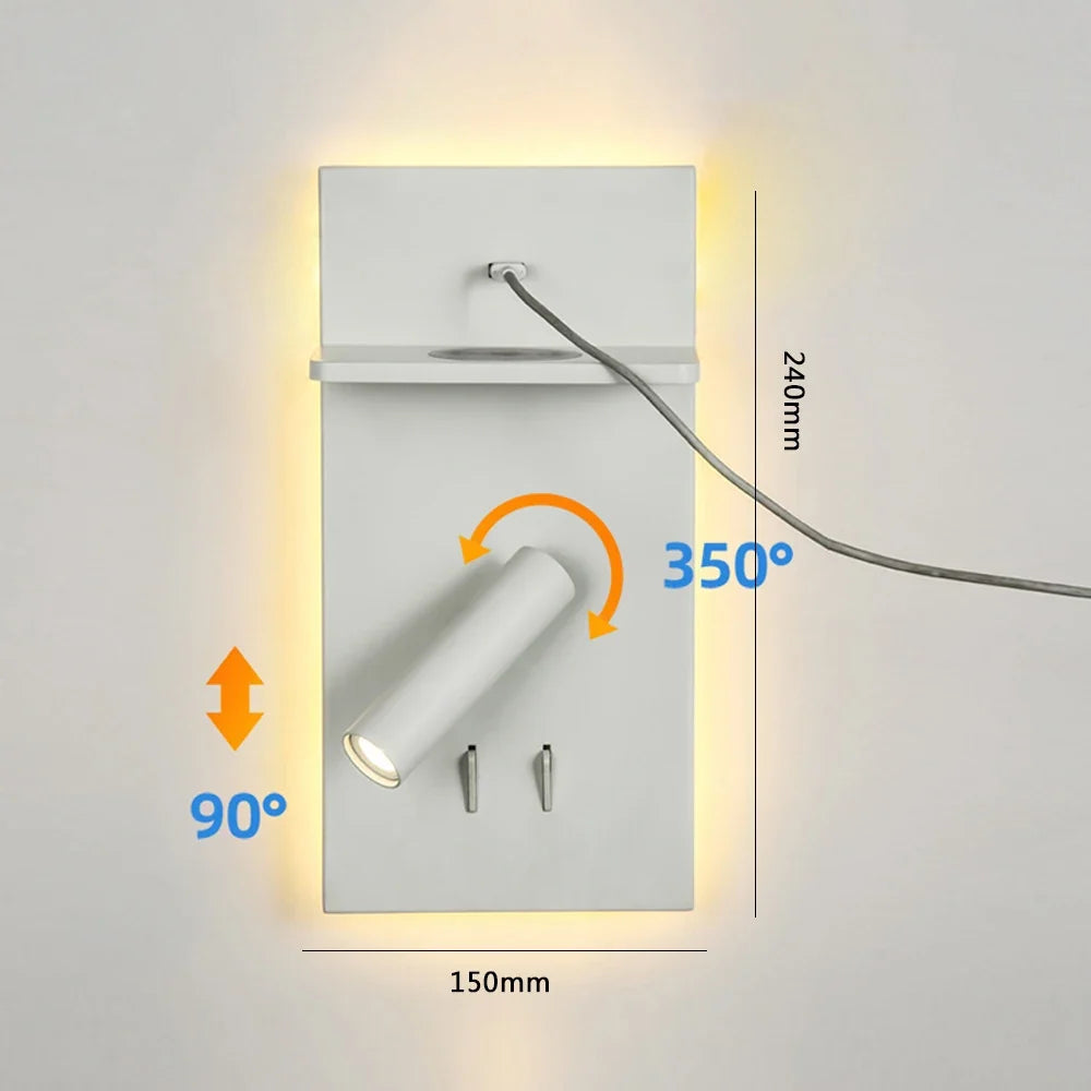 lampe de lecture led sandiy avec chargeur usb et sans fil