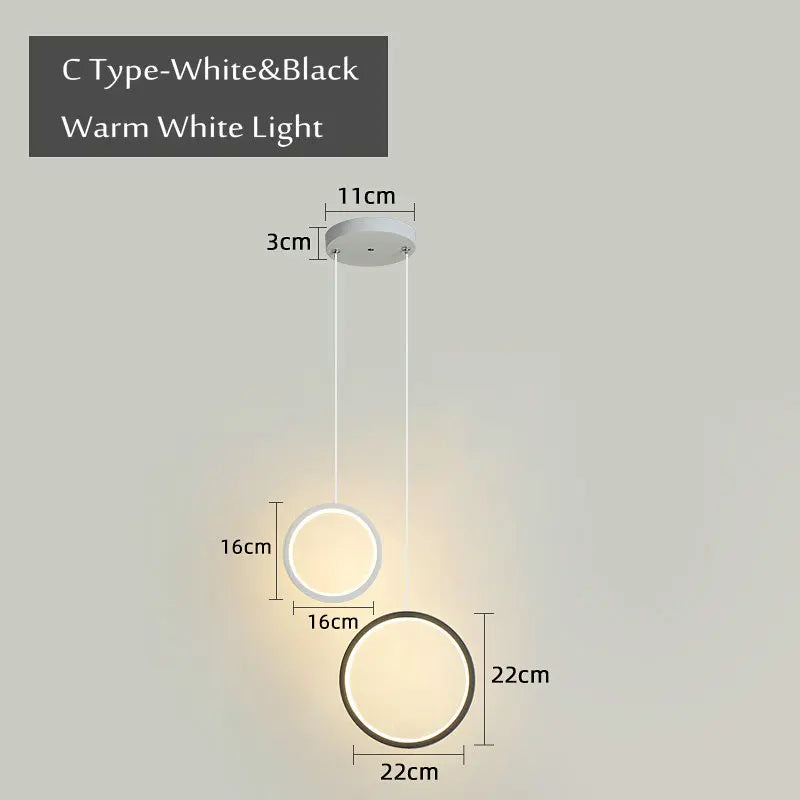 suspension ronde moderne pour éclairage latéral led