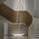 lustre led rectangulaire moderne en cuivre pour escaliers et loft