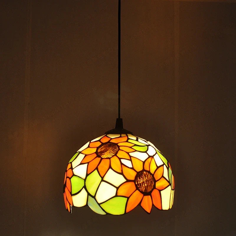 lustre en vitrail style tiffany pour éclairage décoratif antique