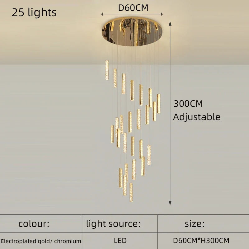 lustre en cristal led doré pour éclairage intérieur élégant et raffiné