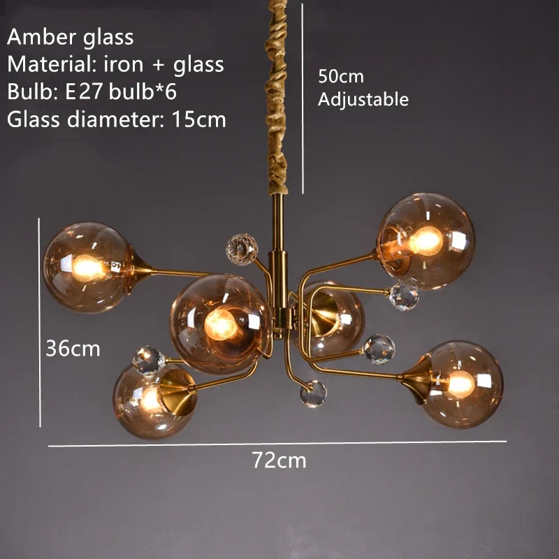 suspension nordique en verre transparent pour intérieur réglable