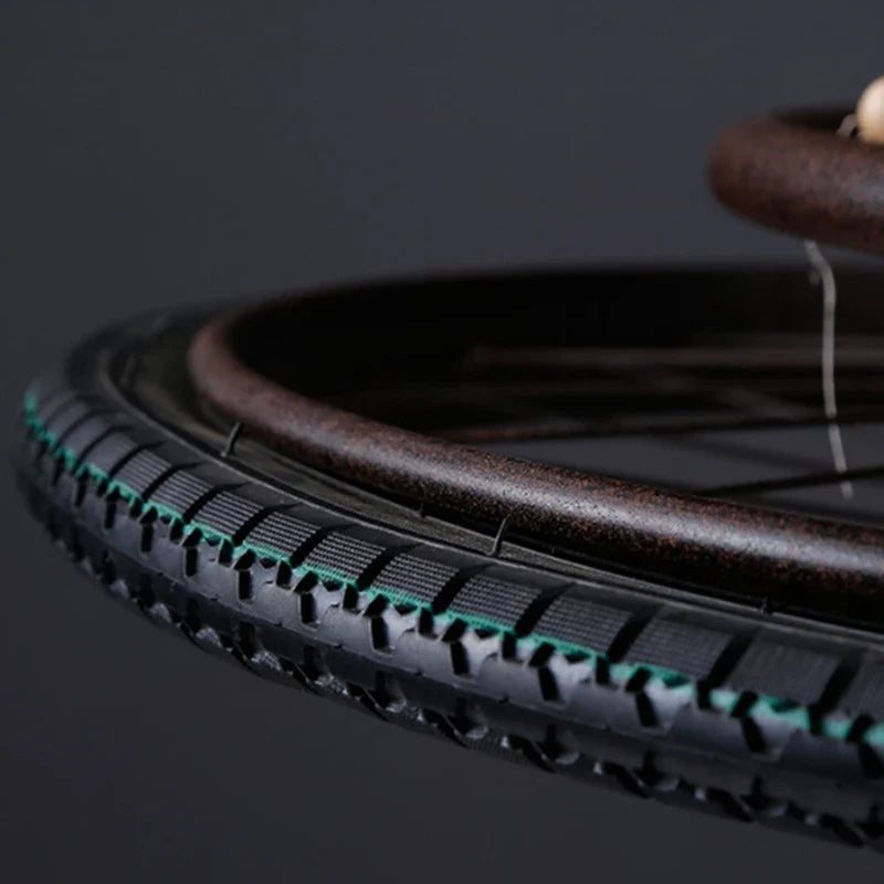 suspension rétro en forme de roue de vélo avec perles en bois