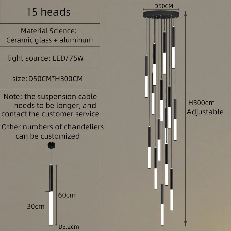 lustre moderne en spirale imitation porcelaine et verre