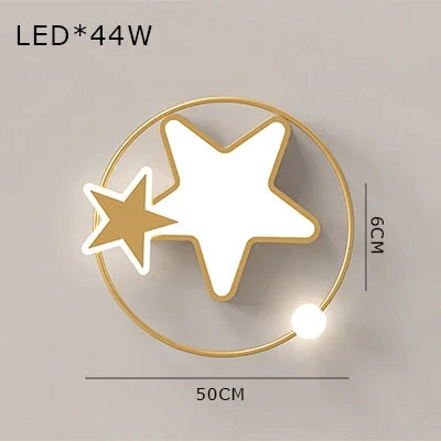plafonnier led en forme d'étoile dorée créatif nordique