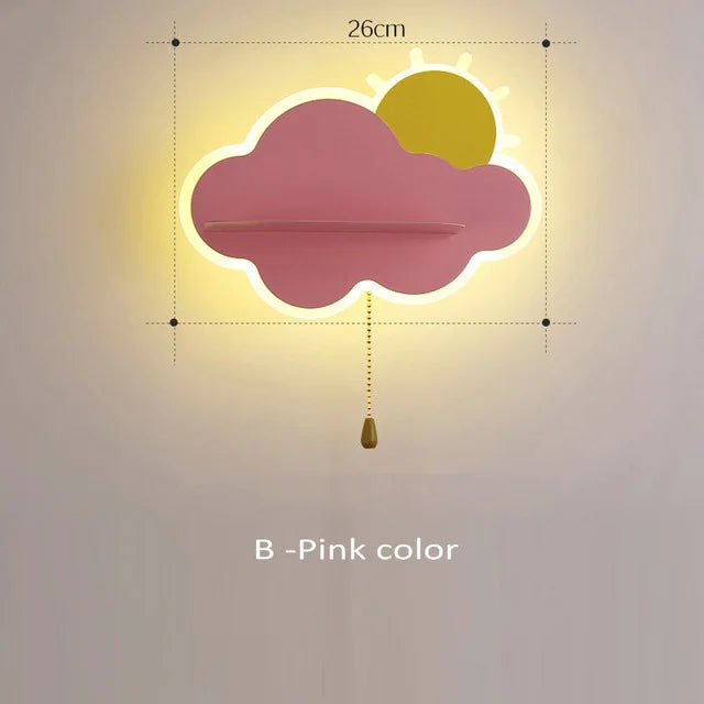 applique murale led enfants métal tirette rose-bleu-blanc