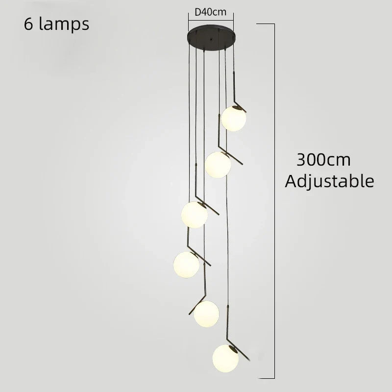 lustre moderne nordique en verre pour décoration intérieure