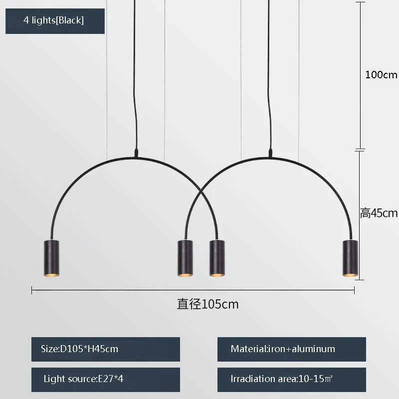 suspension moderne à trois têtes design créatif et élégant