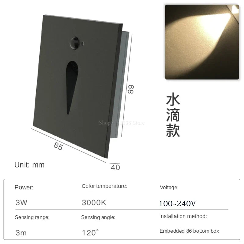 applique murale led à induction avec capteur pour corps humain