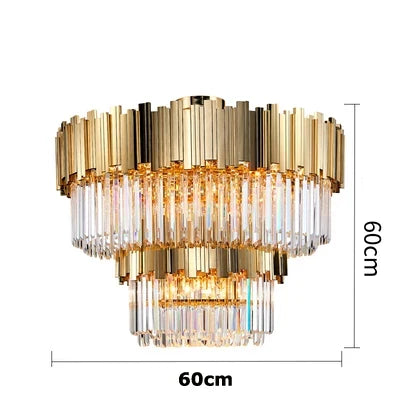 plafonnier moderne en cristal ovale à plusieurs couches