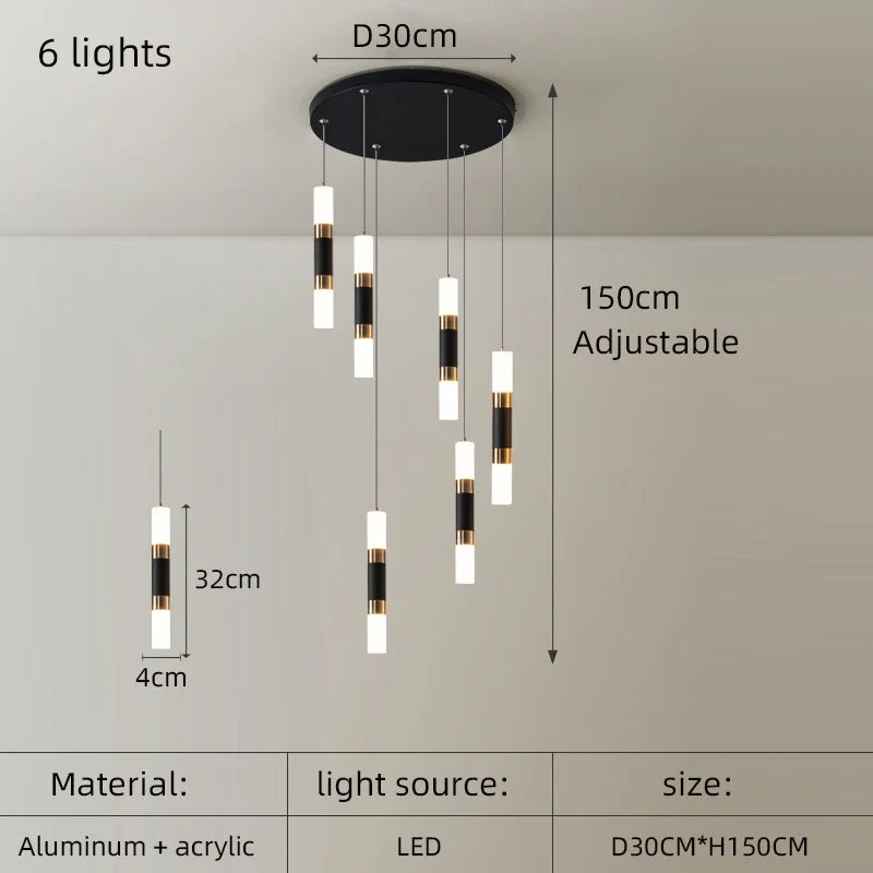 lustre à led en acrylique moderne pour espaces créatifs