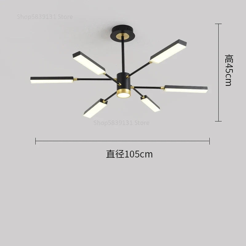 lustre d'art nordique moderne en fer avec éclairage led