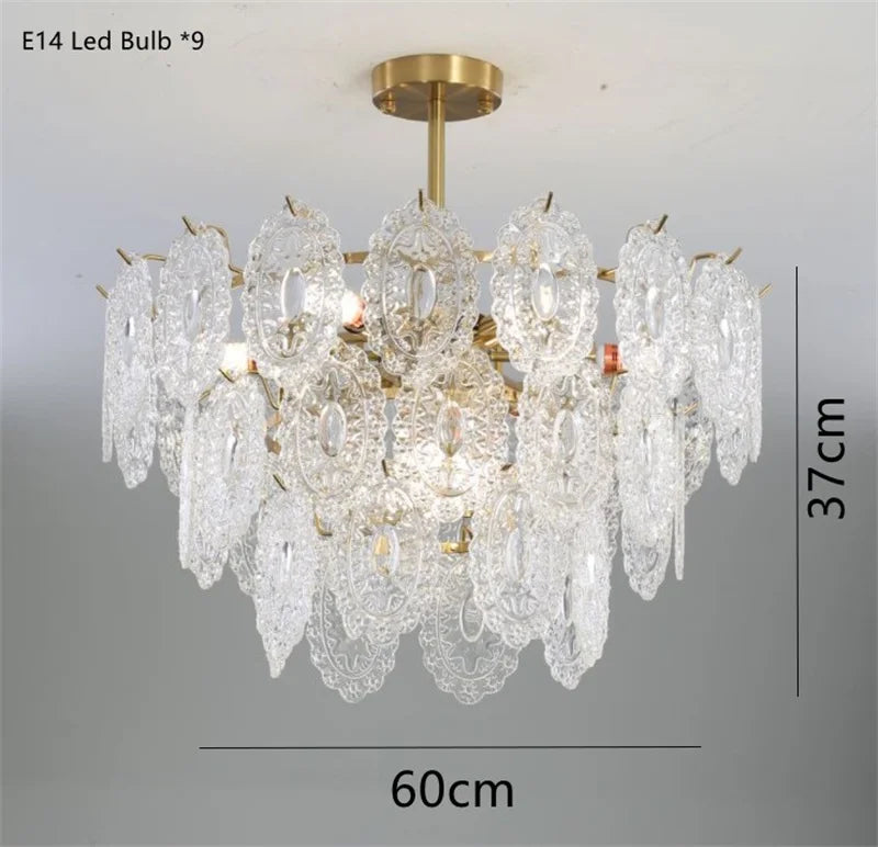 lustre rond en cristal doré design moderne à led