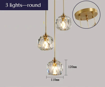 suspension en cristal k9 en cuivre design nordique créatif