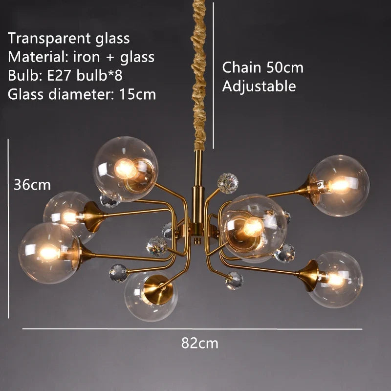suspension nordique en verre transparent pour intérieur réglable