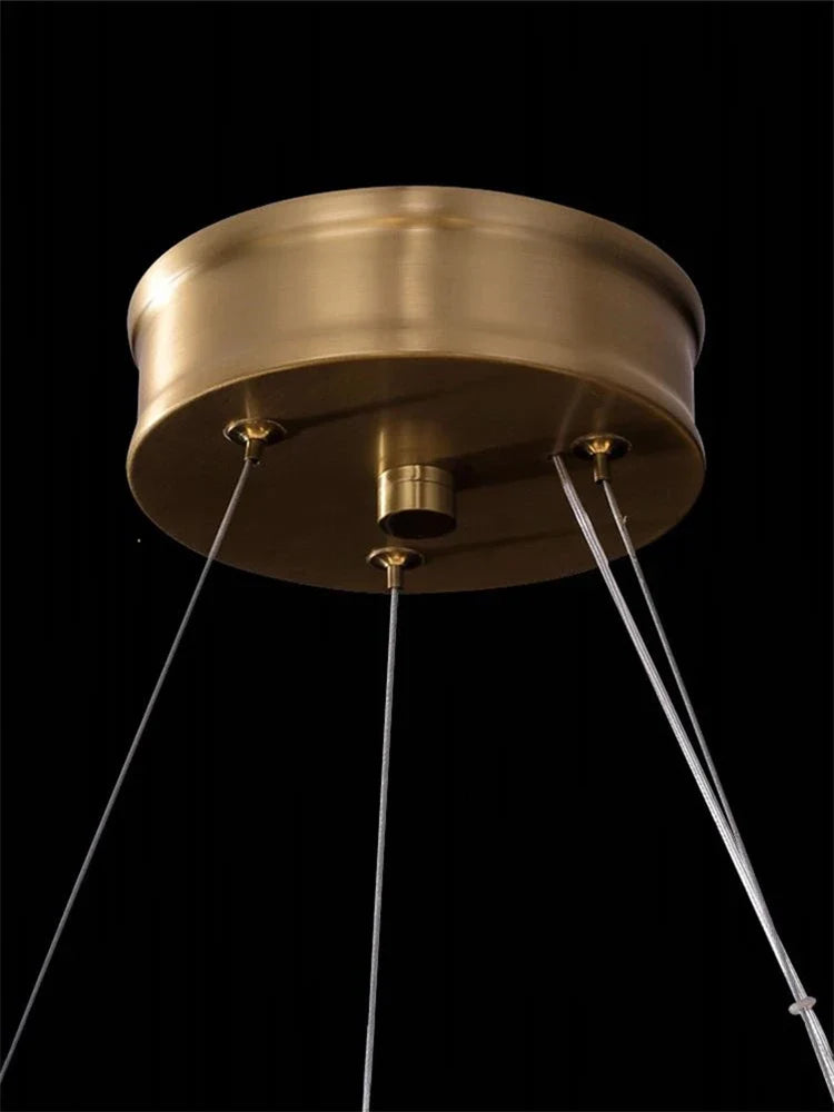 lustre en cuivre simple avec feuilles design led style chinois