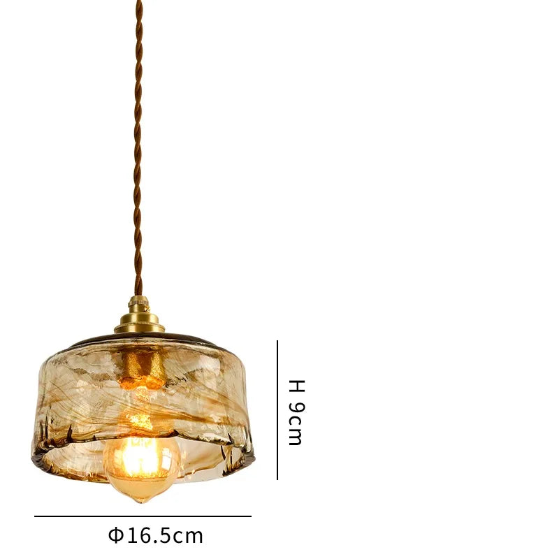 suspension led style japonais en bois cuivre réglable vintage